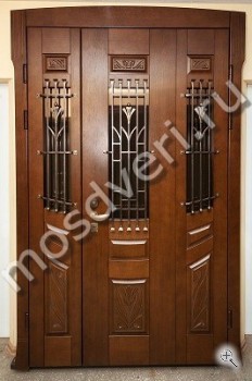 Двустворчатая дверь из массива с элементами ковки - купить от производителя Мосдвери Двустворчатая дверь из массива с элементами ковки