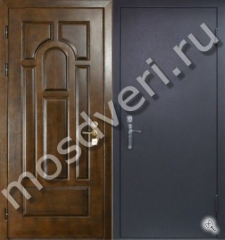 Уличная дверь с отделкой фрезерованным МДФ и порошковым окрасом - купить от производителя Мосдвери Уличная дверь с отделкой фрезерованным МДФ и порошковым окрасом
